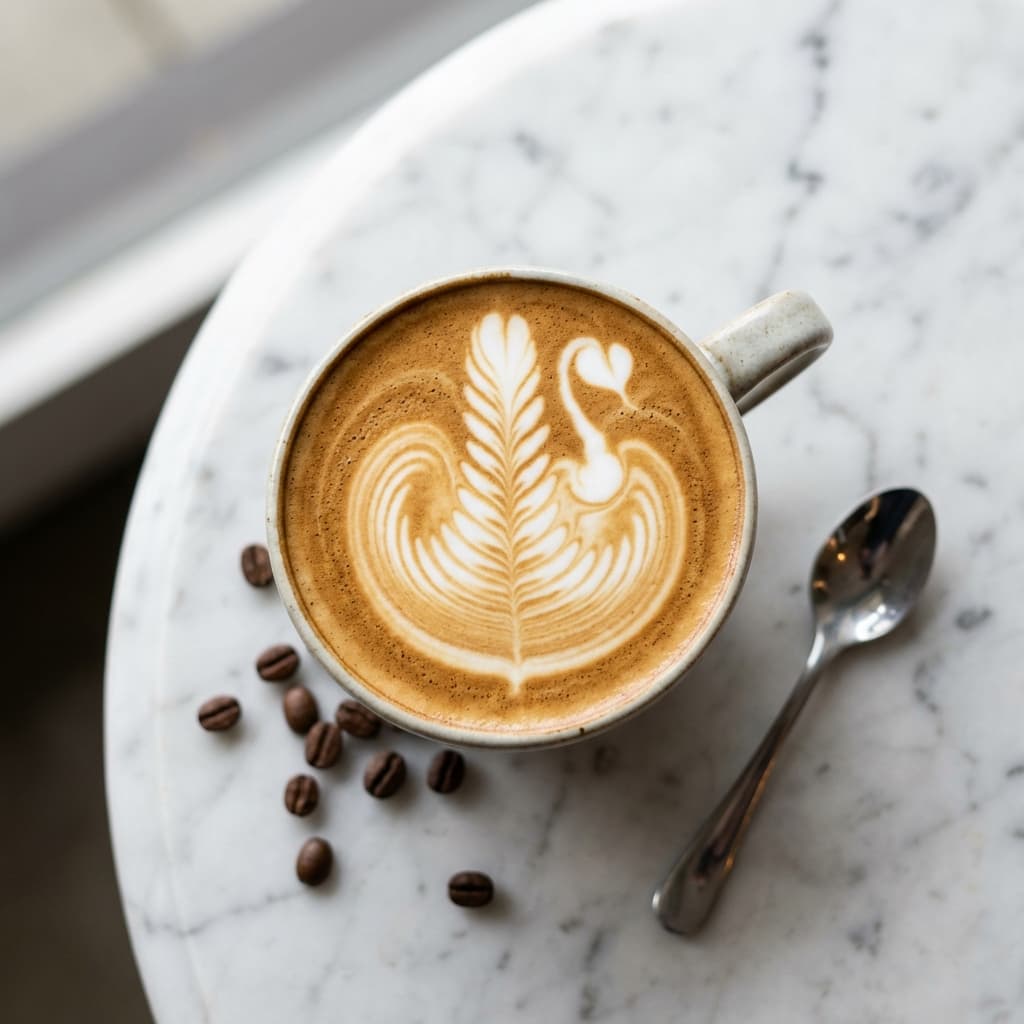 Handcrafted latte art at Muse Cafe, South Yarra